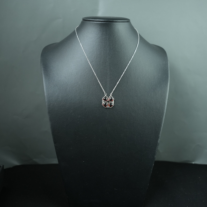 Mặt dây garnet 6mm bạc 925