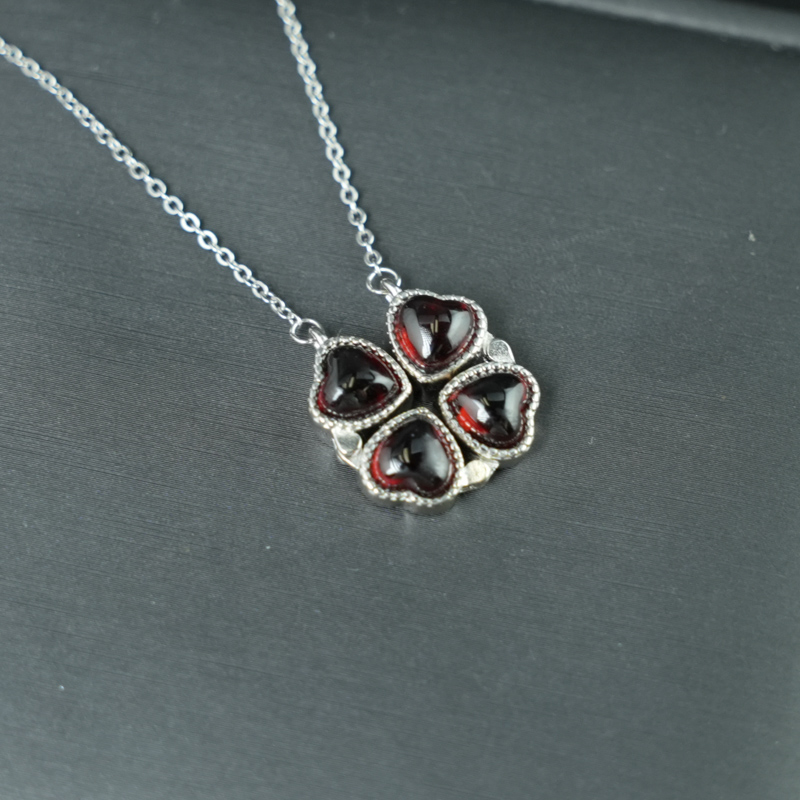 Mặt dây garnet 6mm bạc 925