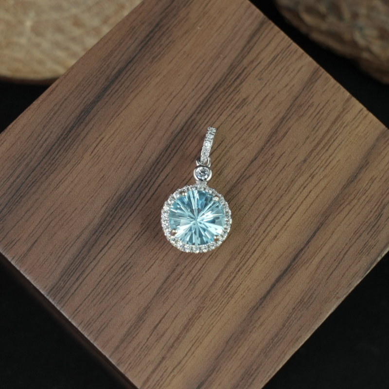 Mặt dây chuyền đá Topaz 8mm bạc 925