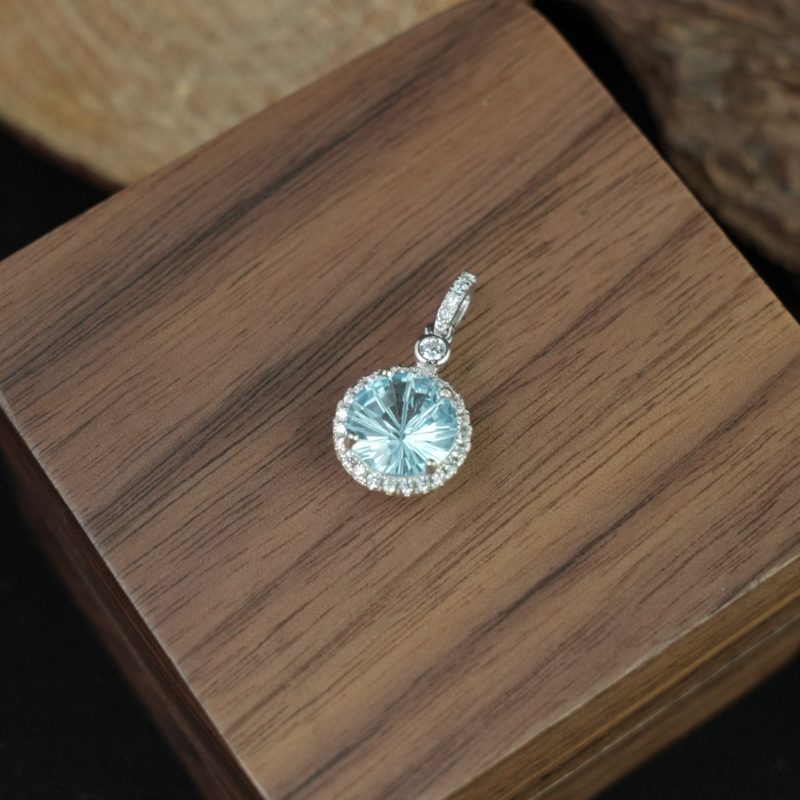 Mặt dây chuyền đá Topaz 8mm bạc 925