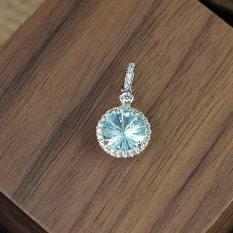 Mặt dây chuyền đá Topaz 8mm bạc 925