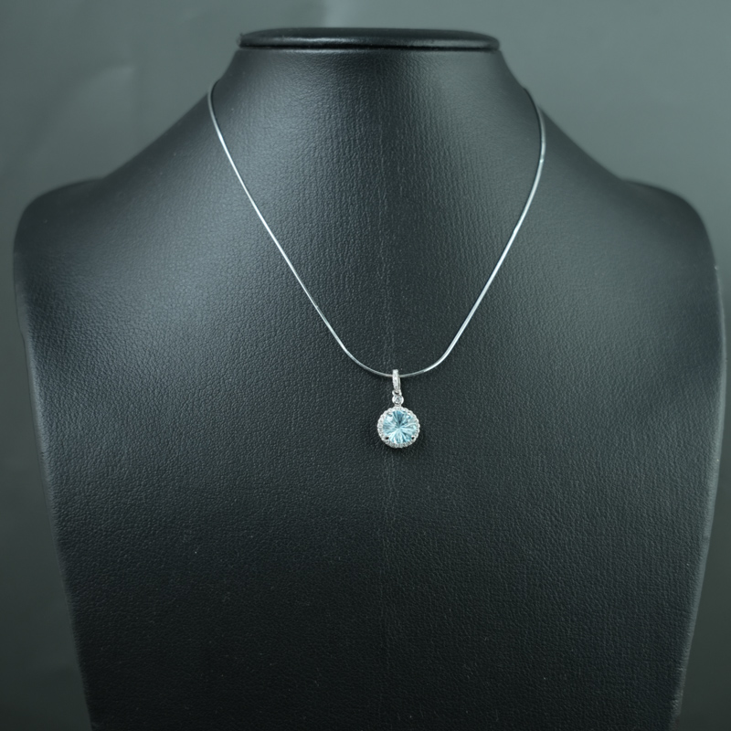 Mặt dây chuyền đá Topaz 8mm bạc 925