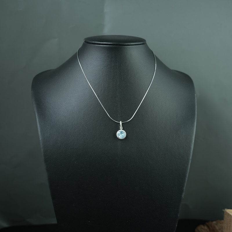 Mặt dây chuyền đá Topaz 8mm bạc 925