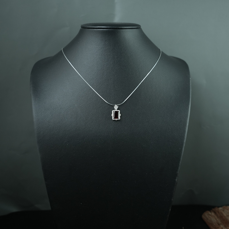 Mặt dây garnet 6*8mm bạc 925