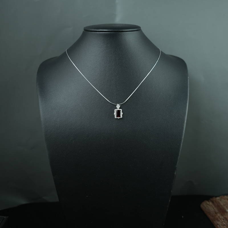 Mặt dây garnet 6*8mm bạc 925