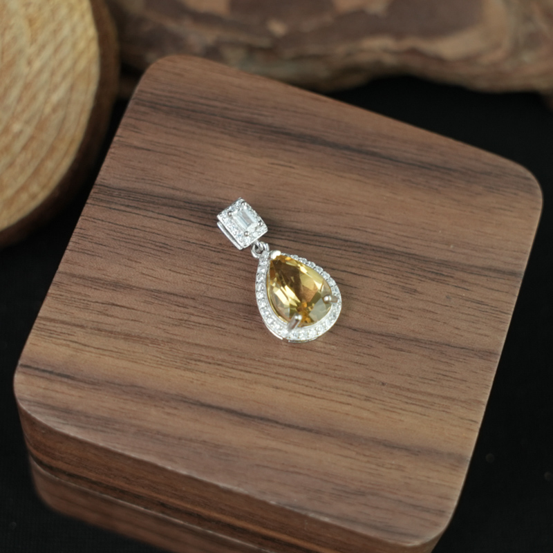 Mặt dây chuyền Citrine 7*10mm bạc 925