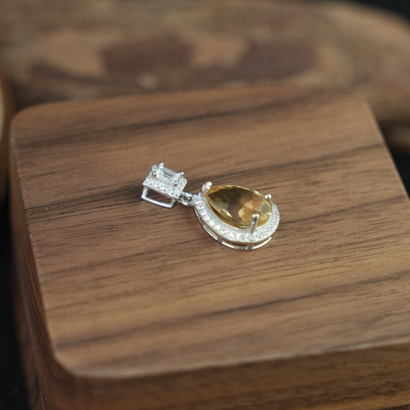 Mặt dây chuyền Citrine 7*10mm bạc 925
