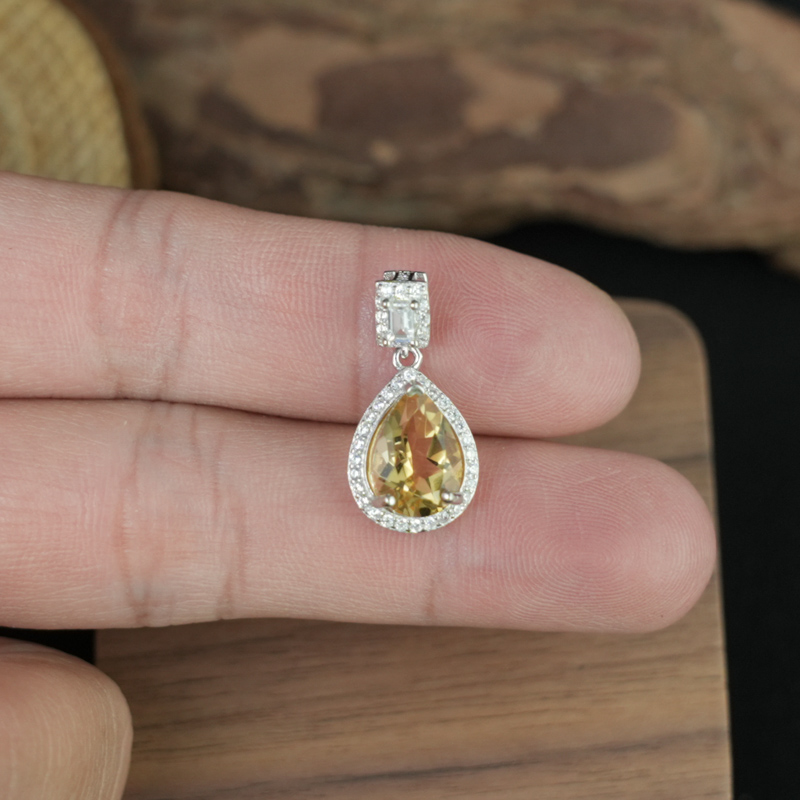 Mặt dây chuyền Citrine 7*10mm bạc 925