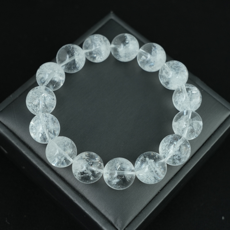 Vòng tay thạch anh trắng 14mm chuẩn 5A