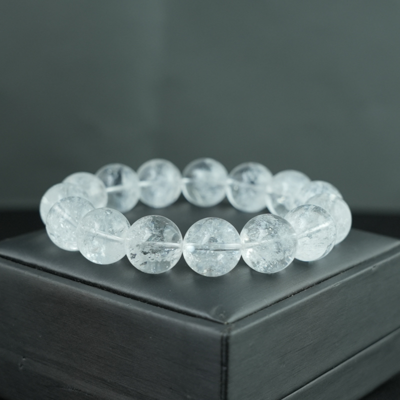 Vòng tay thạch anh trắng 14mm chuẩn 5A