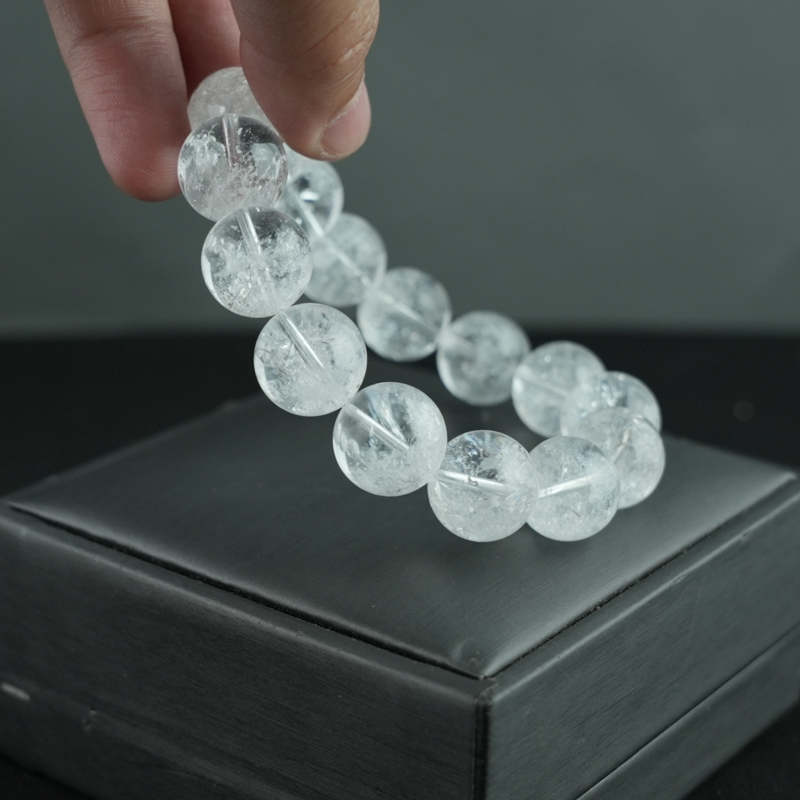 Vòng tay thạch anh trắng 14mm chuẩn 5A