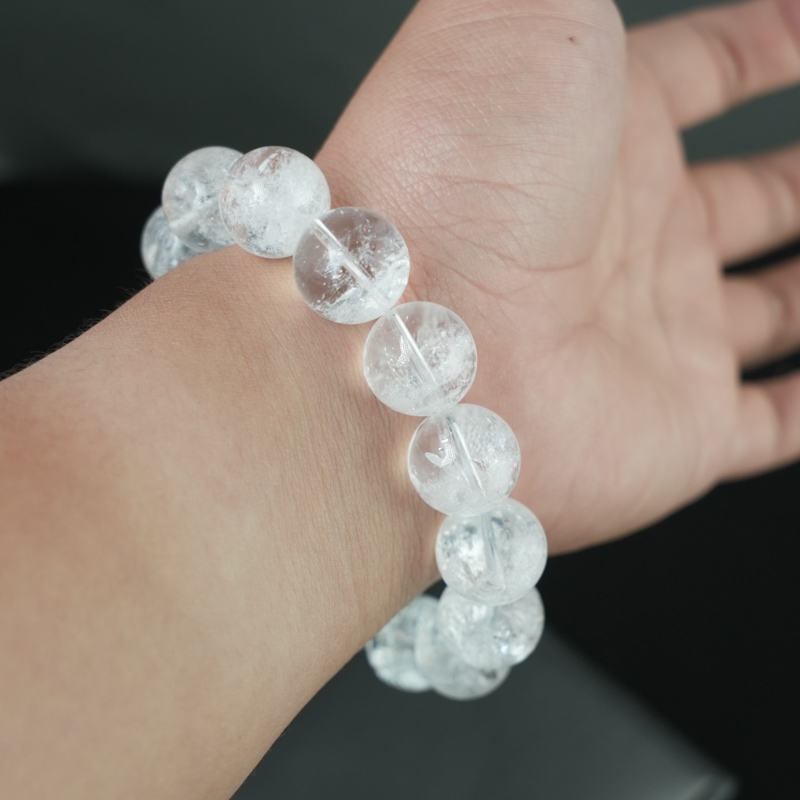 Vòng tay thạch anh trắng 14mm chuẩn 5A