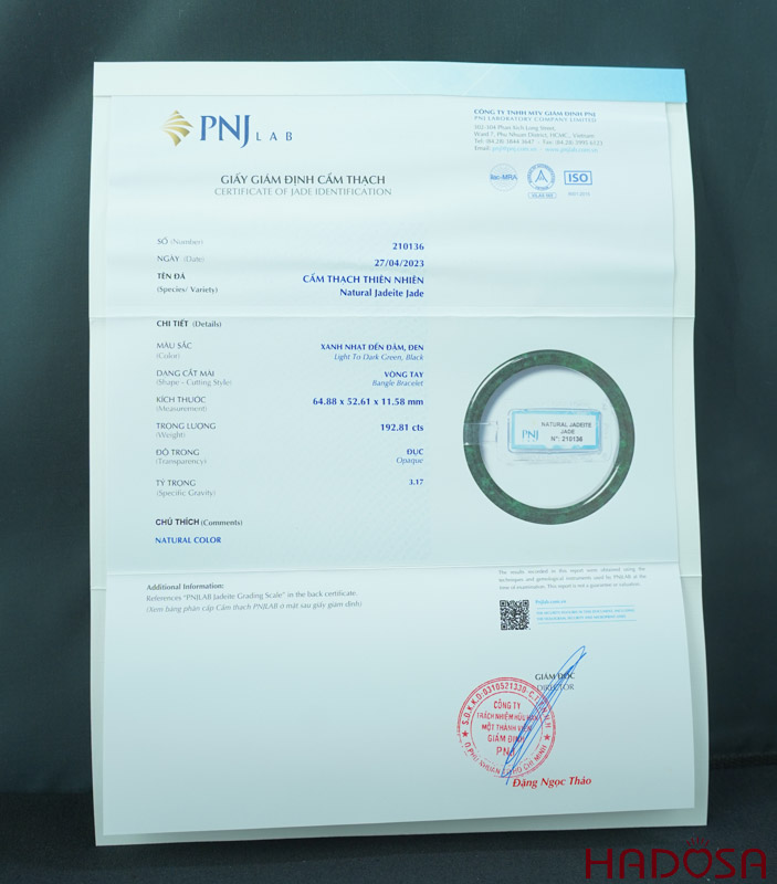 Vòng Ngọc Cẩm Thạch sơn thủy bản vuông ni 52