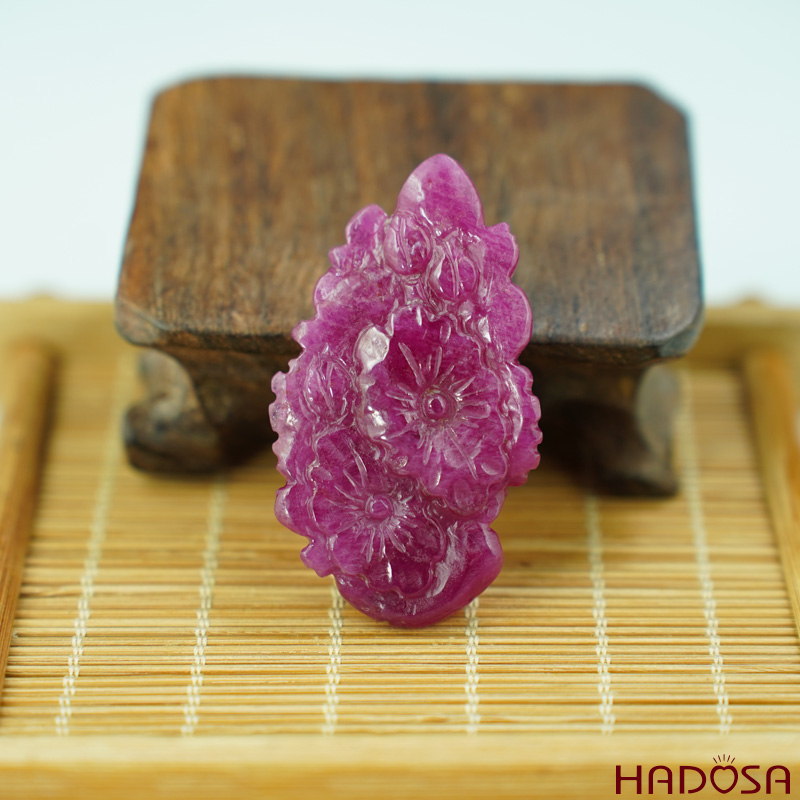 Mặt Quan Âm Ruby Thái đỏ đẹp 32x54mm cao cấp