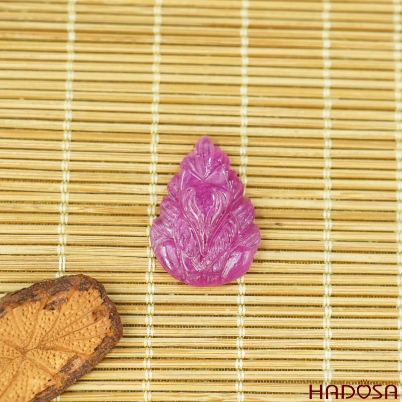 Mặt Hồ Ly Ruby đỏ hồng đẹp 19x26mm