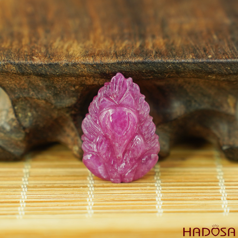 Mặt Hồ Ly Ruby đỏ hồng đẹp 18x25mm