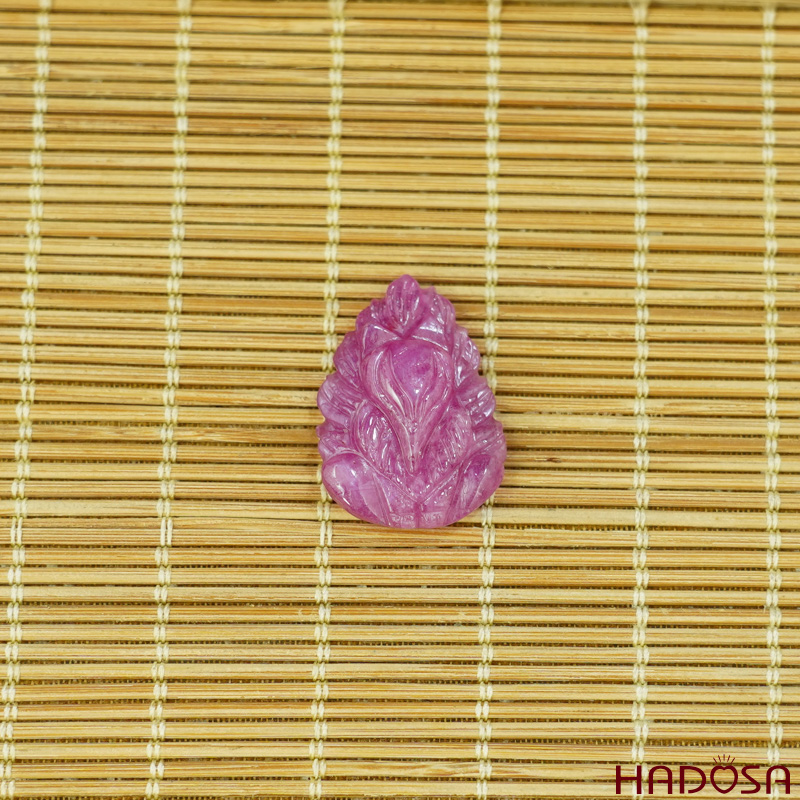 Mặt Hồ Ly Ruby đỏ hồng đẹp 18x25mm