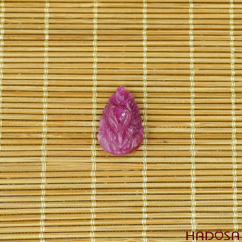 Mặt Hồ Ly Ruby đỏ hồng đẹp 14x22mm