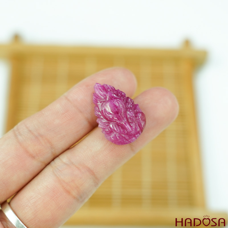 Mặt Hồ Ly Ruby đỏ hồng đẹp 14x22mm