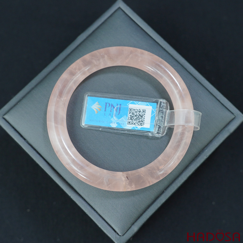 Vòng kiềng Thạch Anh Hồng bản tròn ni 56mm