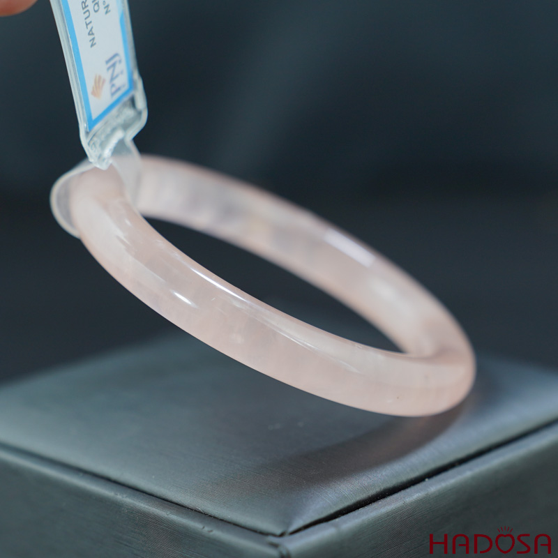 Vòng kiềng Thạch Anh Hồng bản tròn ni 56mm