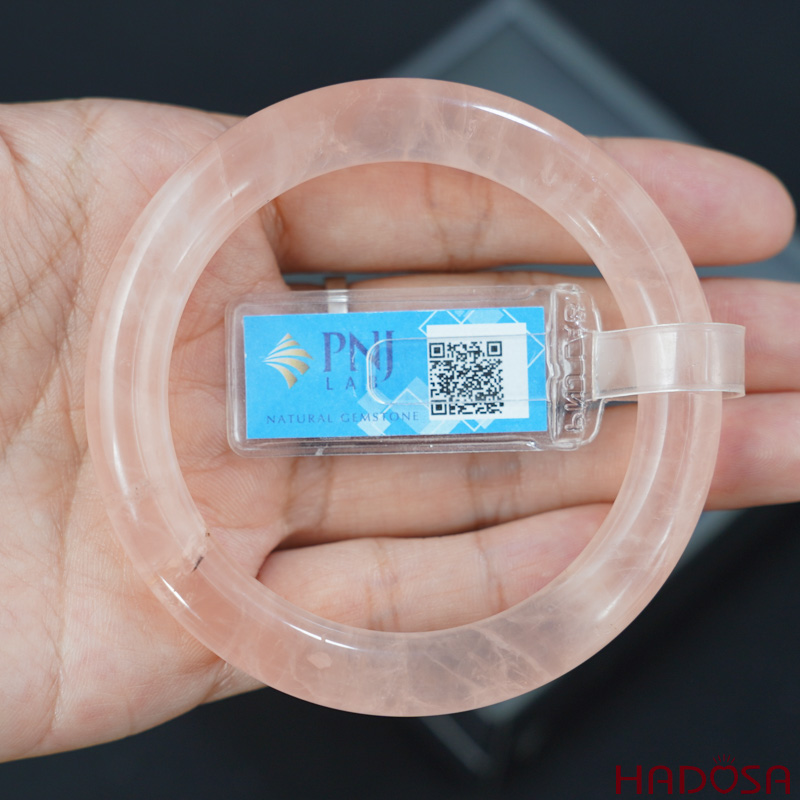 Vòng kiềng Thạch Anh Hồng bản tròn ni 56mm