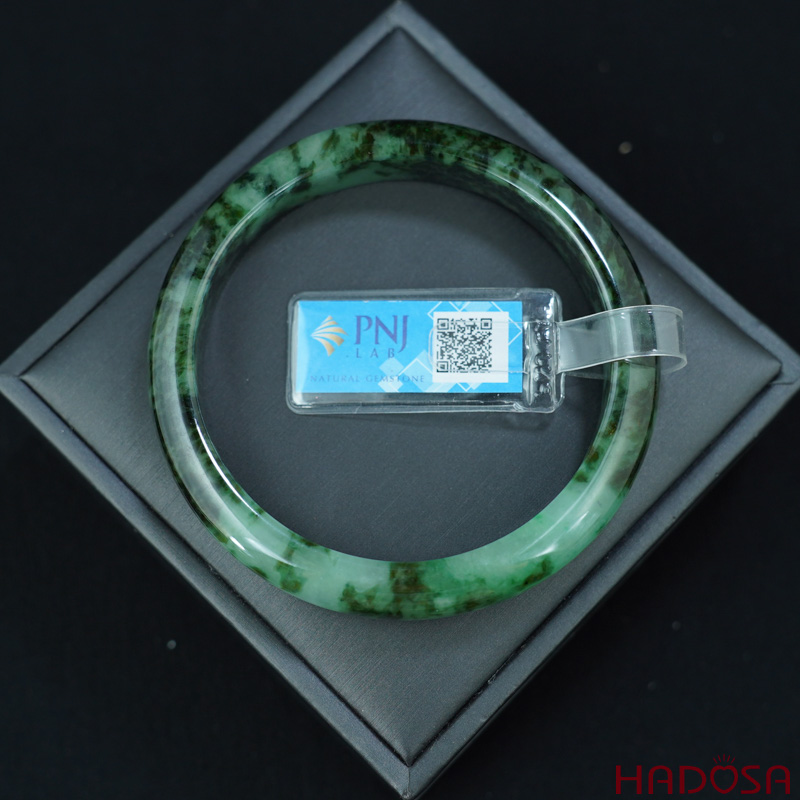 Vòng kiềng Cẩm Thạch lá hẹ xanh đậm ni 60