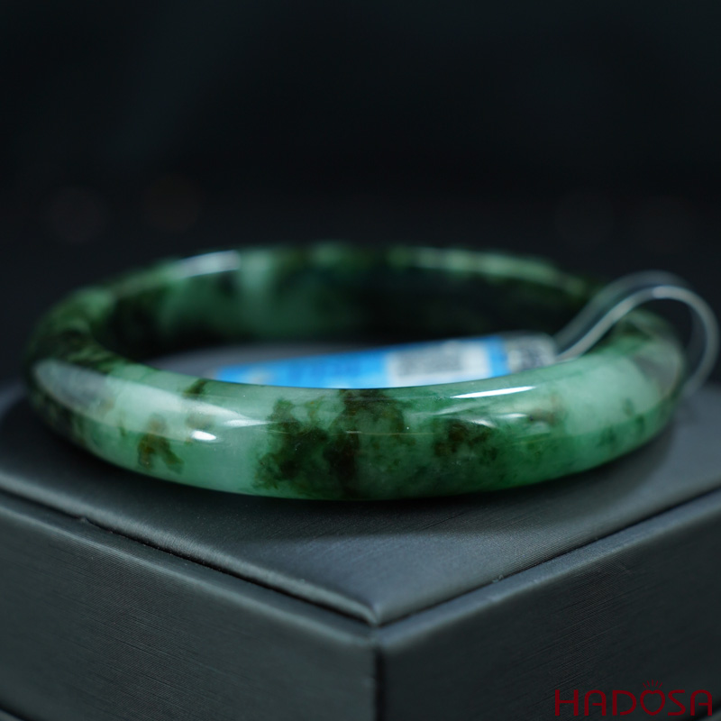 Vòng kiềng Cẩm Thạch lá hẹ xanh đậm ni 60