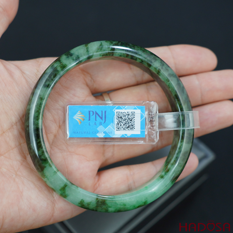 Vòng kiềng Cẩm Thạch lá hẹ xanh đậm ni 60