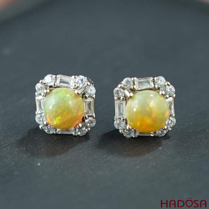 Bông tai Opal 6mm bạc 925