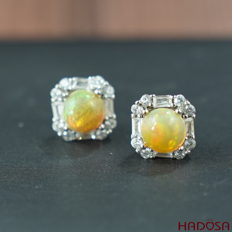 Bông tai Opal 6mm bạc 925