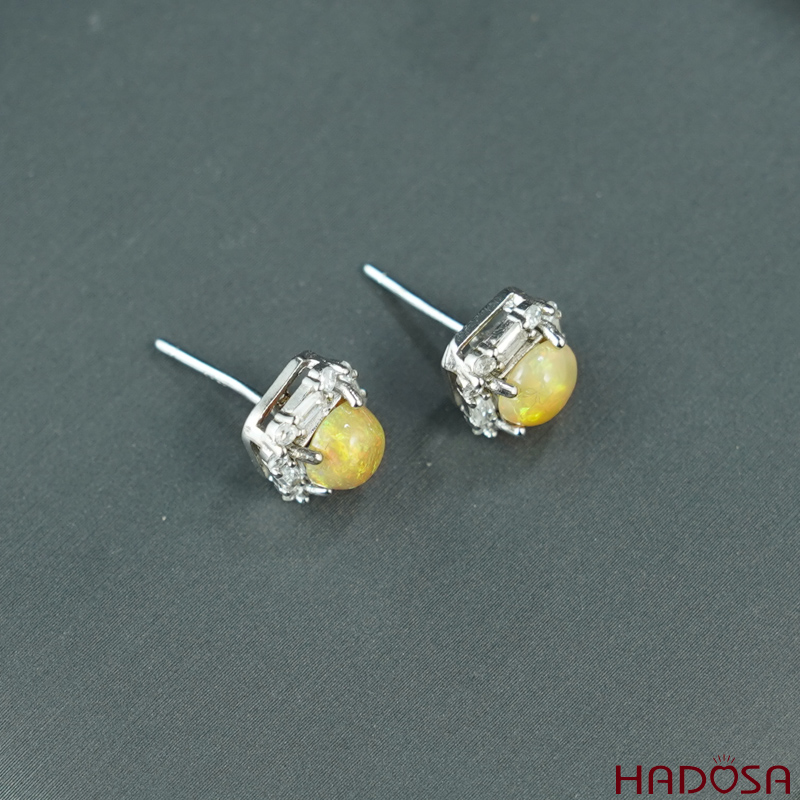 Bông tai Opal 6mm bạc 925