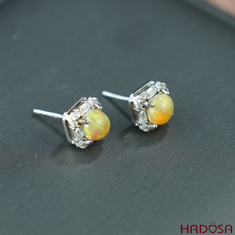Bông tai Opal 6mm bạc 925