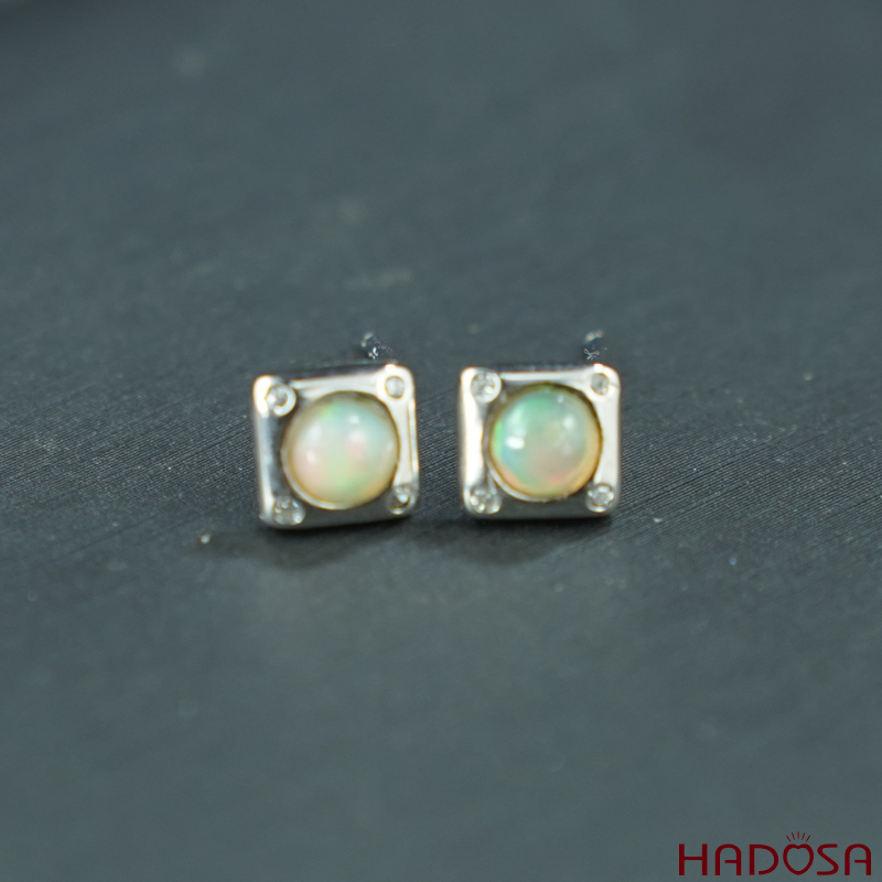 Bông tai Opal 4mm bạc 925