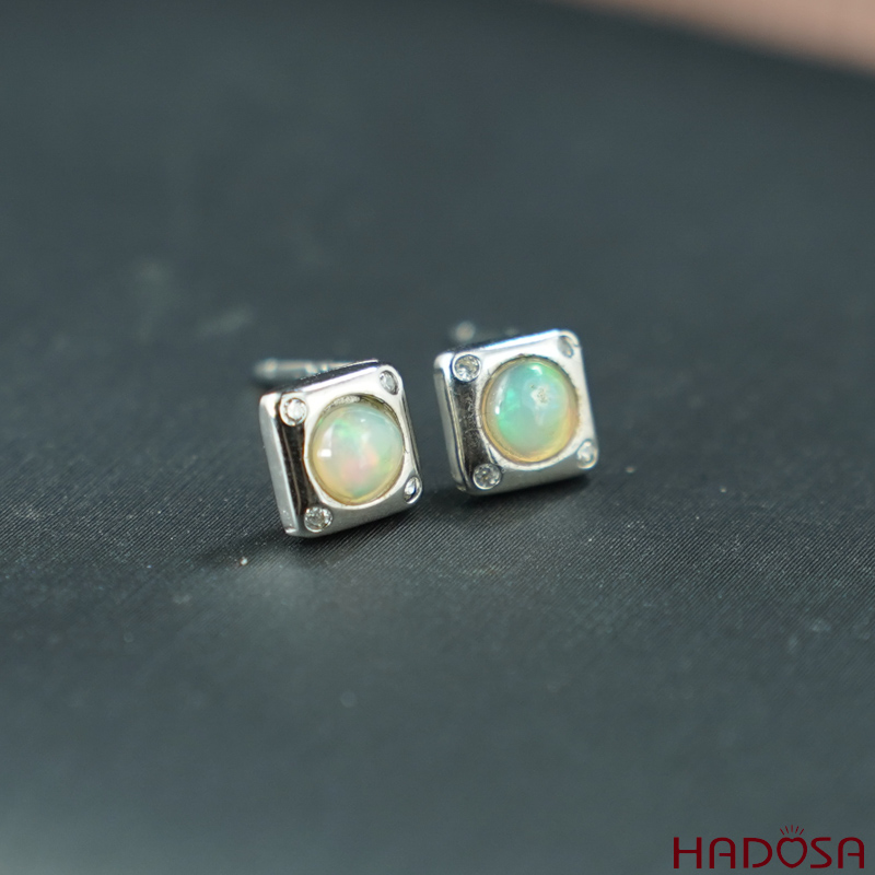 Bông tai Opal 4mm bạc 925