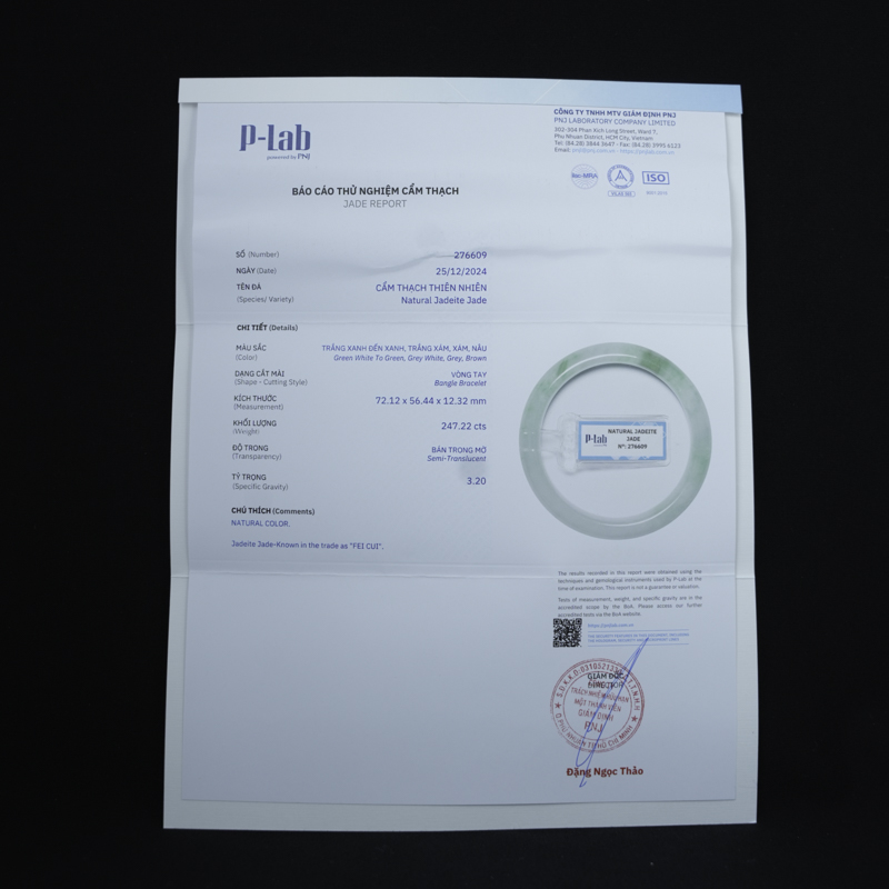 Vòng Ngọc Cẩm Thạch lá hẹ xanh trong vân đậu ni 56