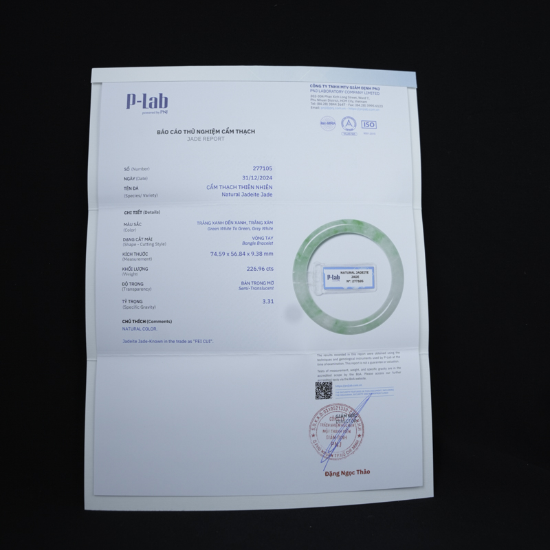 Vòng Ngọc Cẩm Thạch bản tròn xanh trong vân đậu ni 56