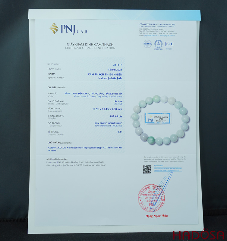 Vòng cẩm thạch trắng lí 10mm