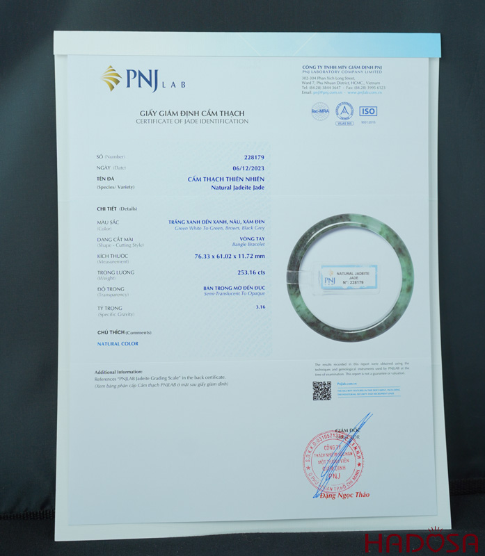 Vòng kiềng Cẩm Thạch lá hẹ xanh đậm ni 60