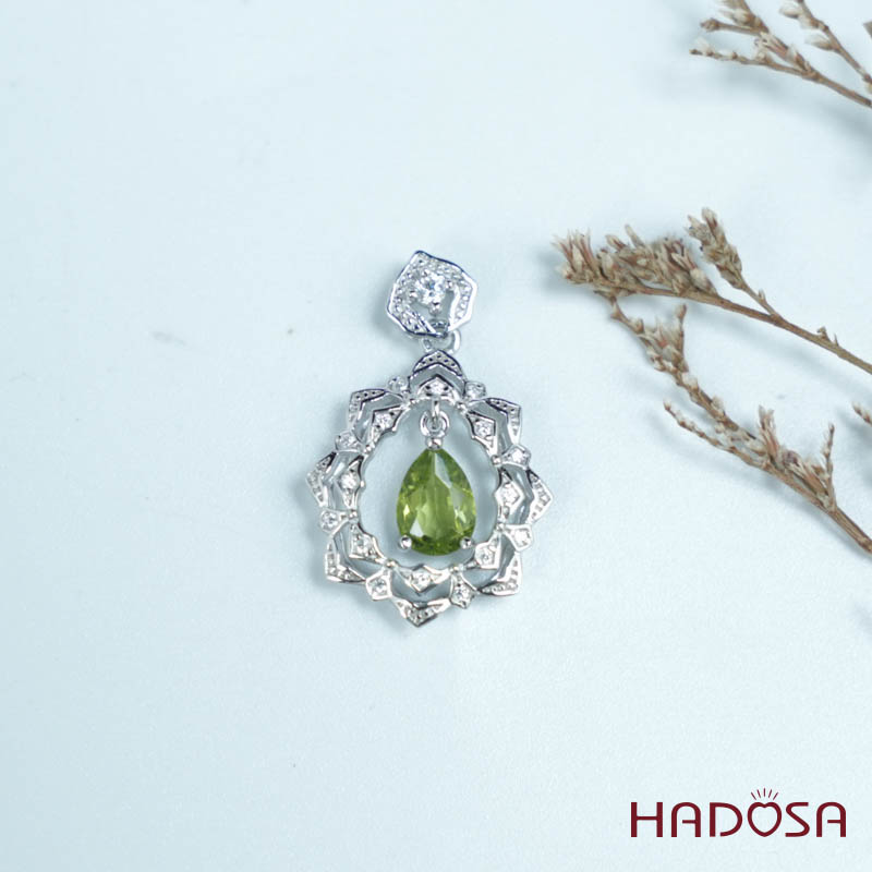 Mặt dây chuyền peridot5*7mm bạc 925