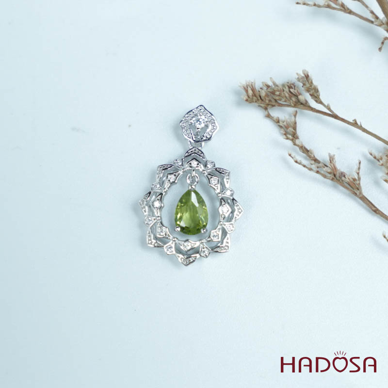 Mặt dây chuyền peridot5*7mm bạc 925