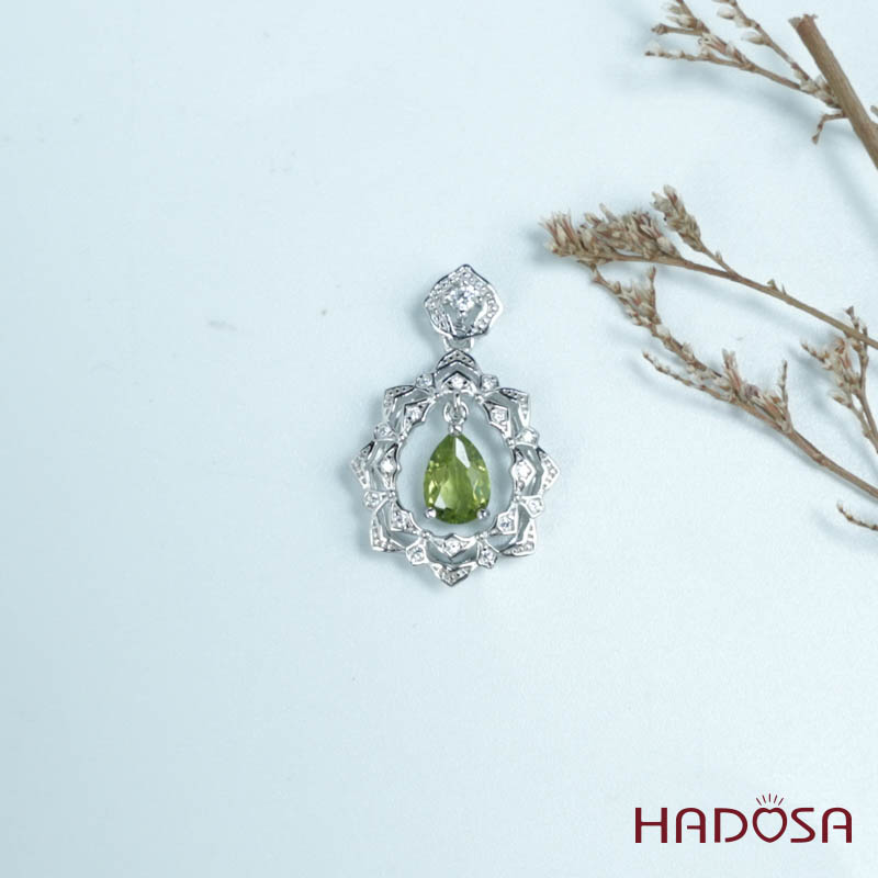 Mặt dây chuyền peridot5*7mm bạc 925