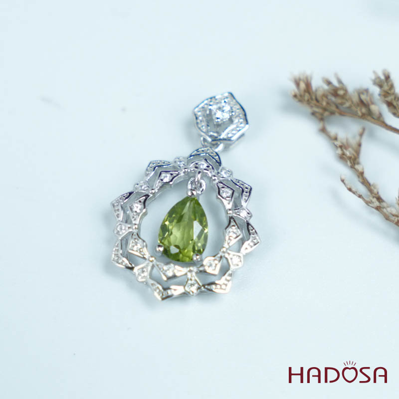 Mặt dây chuyền peridot5*7mm bạc 925