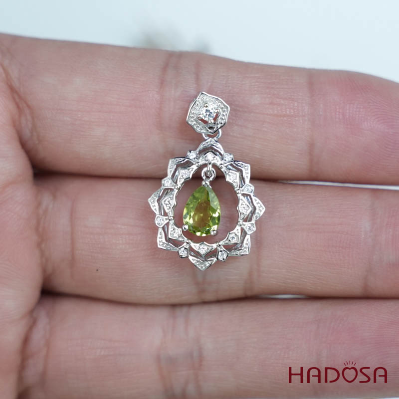 Mặt dây chuyền peridot5*7mm bạc 925