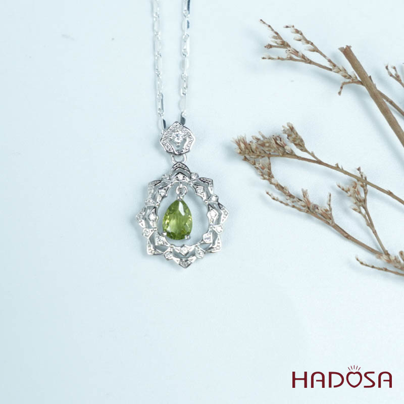 Mặt dây chuyền peridot5*7mm bạc 925