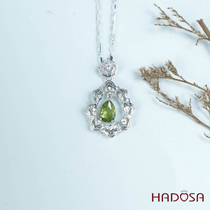 Mặt dây chuyền peridot5*7mm bạc 925