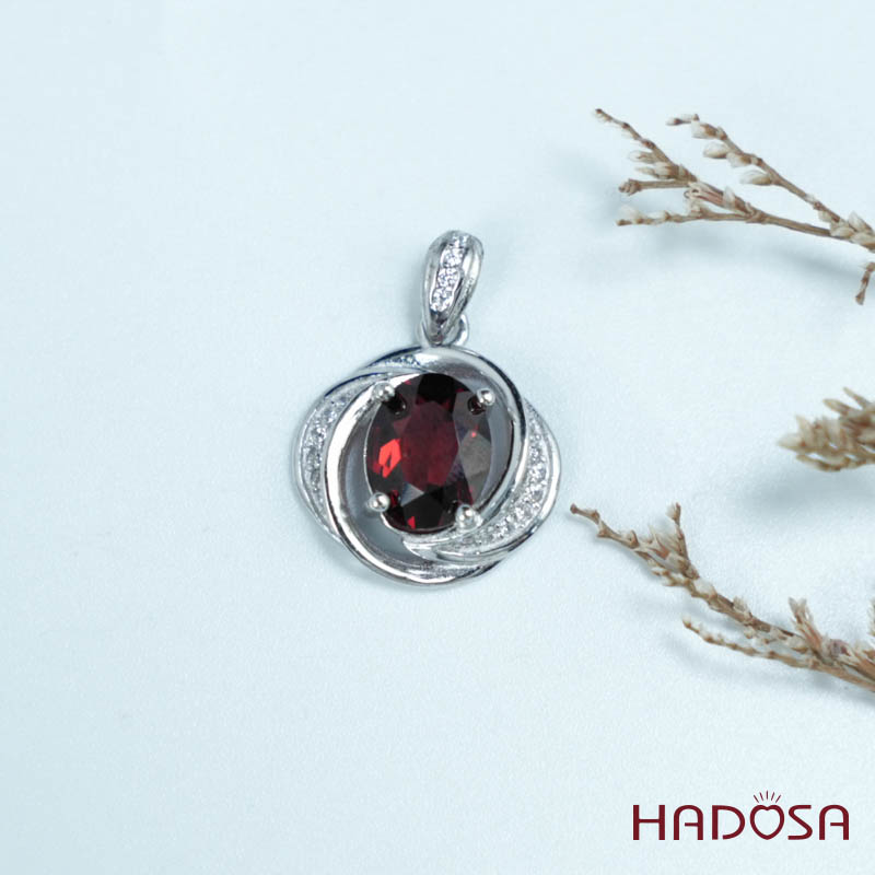 Mặt dây Garnet 7*9mm bạc 925