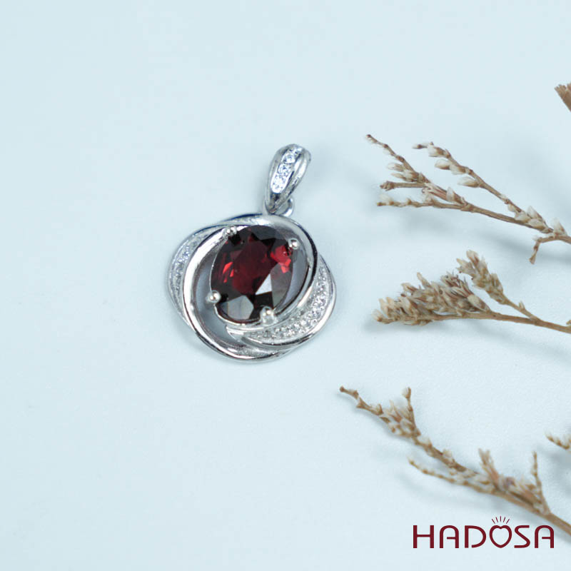 Mặt dây Garnet 7*9mm bạc 925