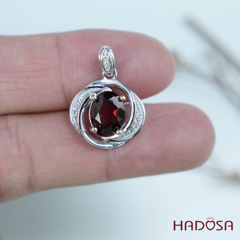 Mặt dây Garnet 7*9mm bạc 925
