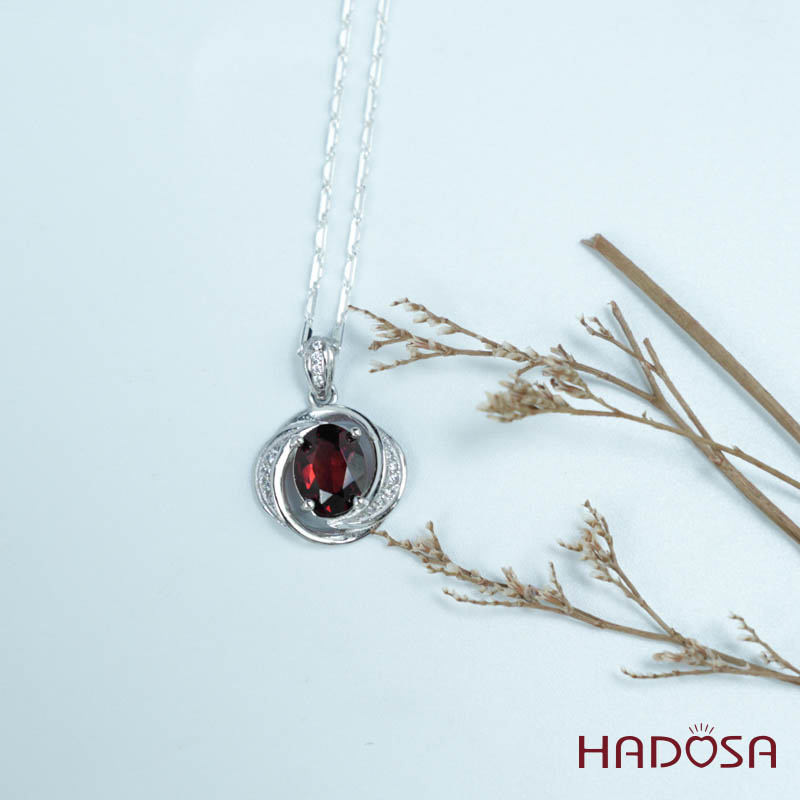 Mặt dây Garnet 7*9mm bạc 925